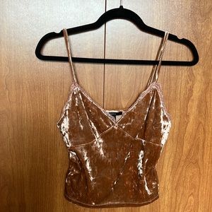 Crushed Velvet Rose Gold Crop Tank